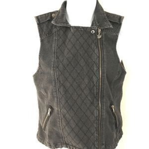 Selena Gomez Dream out Loud Moto Rocker Denim Jean Vest Sz XS